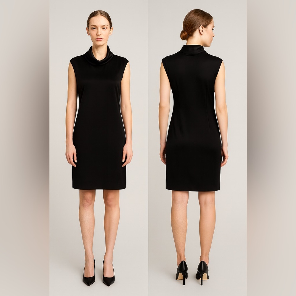 Claudie Pierlot Black Silk Cowl Neck Sleeveless Dress Size Medium Vintage